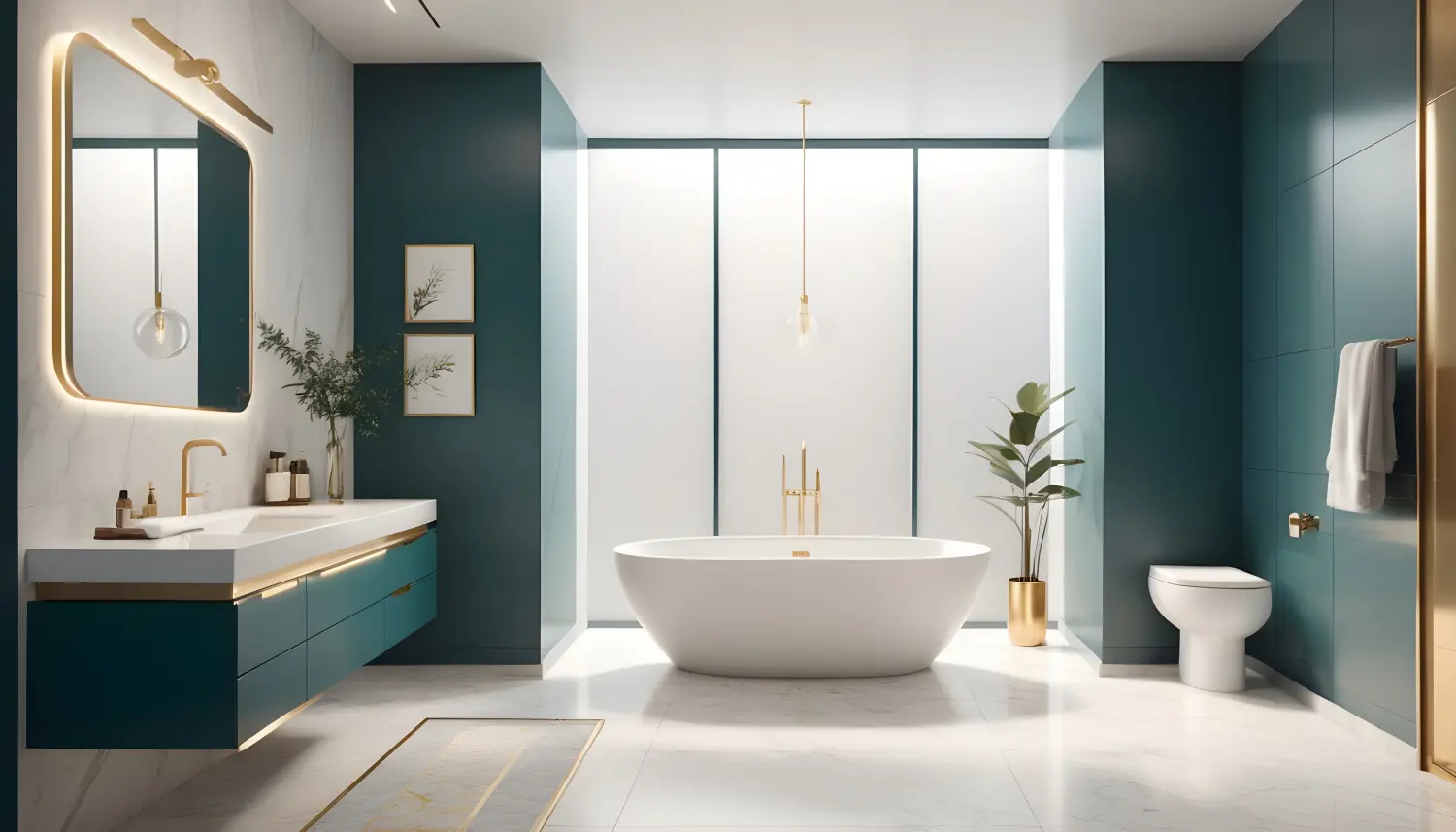 Weiß und Gold Thema Interieur modernen Minimalismus Foto Realismus